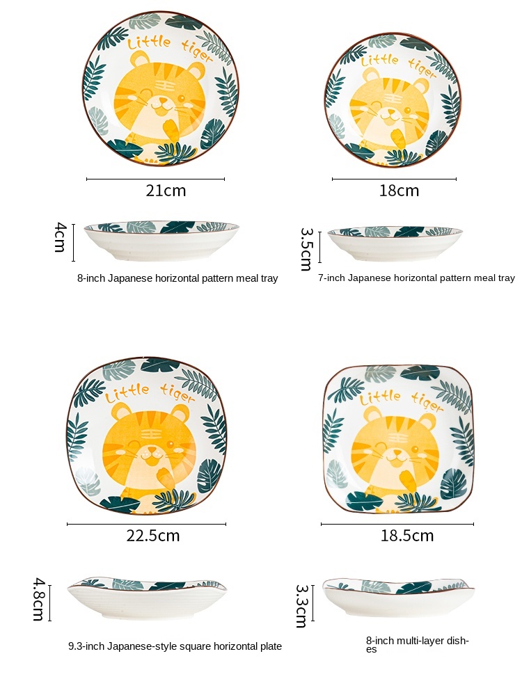Dinner Set Plate Ceramic Porcelain Floral Tiger Design Luxury Cheap Wholesale Dishes Plates Sets Dinnerware
