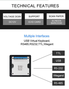 Lettore di schede IC ID Multi interfaccia ODM lettore di codici QR cancello tornello sistema di controllo accessi lettore di schede Rfid - Product Image 4