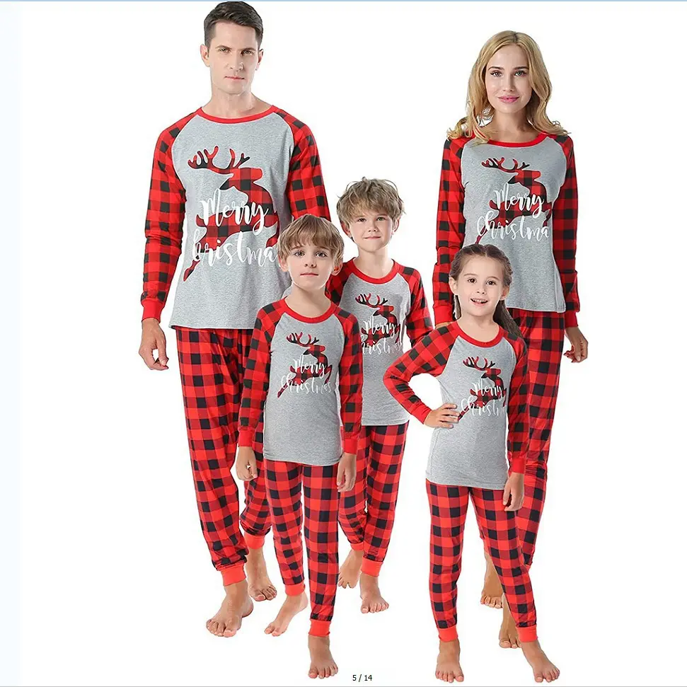2021 Kids Pajamas Set Long Sleeve Family Christmas Matching Clothing Cartoon Pyjamas Home Clothe Suits Women's Sleepwear