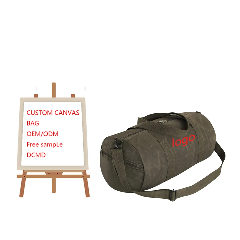 新しいデザインのレトロなカスタムワックスキャンバスショルダーダッフルバッグ男性旅行ウィークエンダースポーツジムバッグ