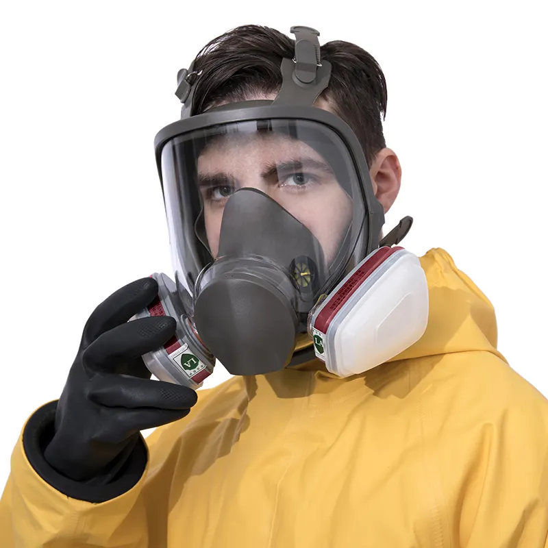 Máscara de gás facial completa, proteção para os olhos, máscara de gás industrial de proteção respiratória, grande campo de visão usado para proteção diária