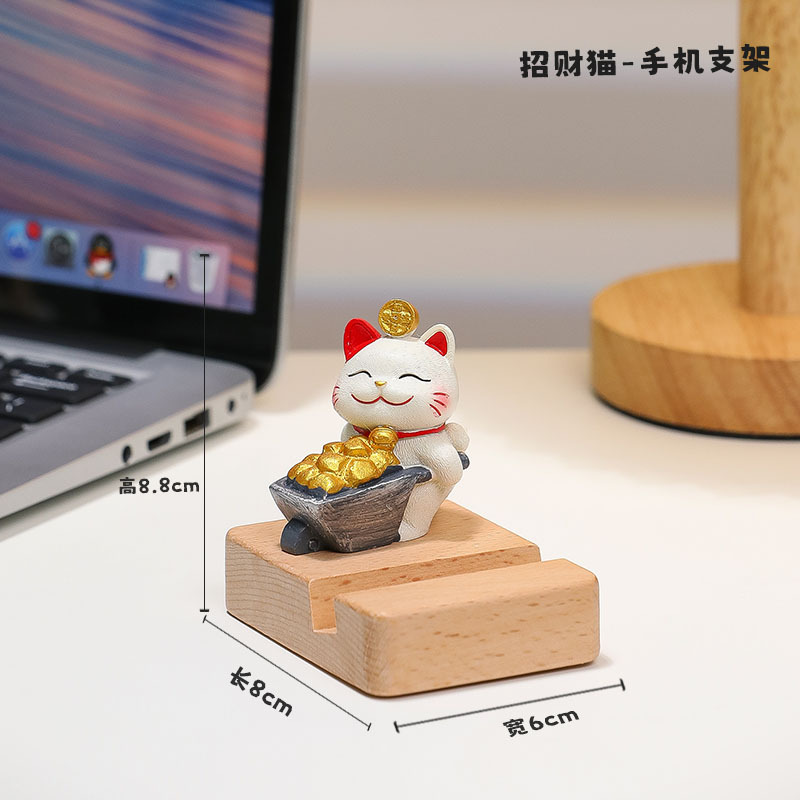 Support de chat porte-bonheur riche et doré