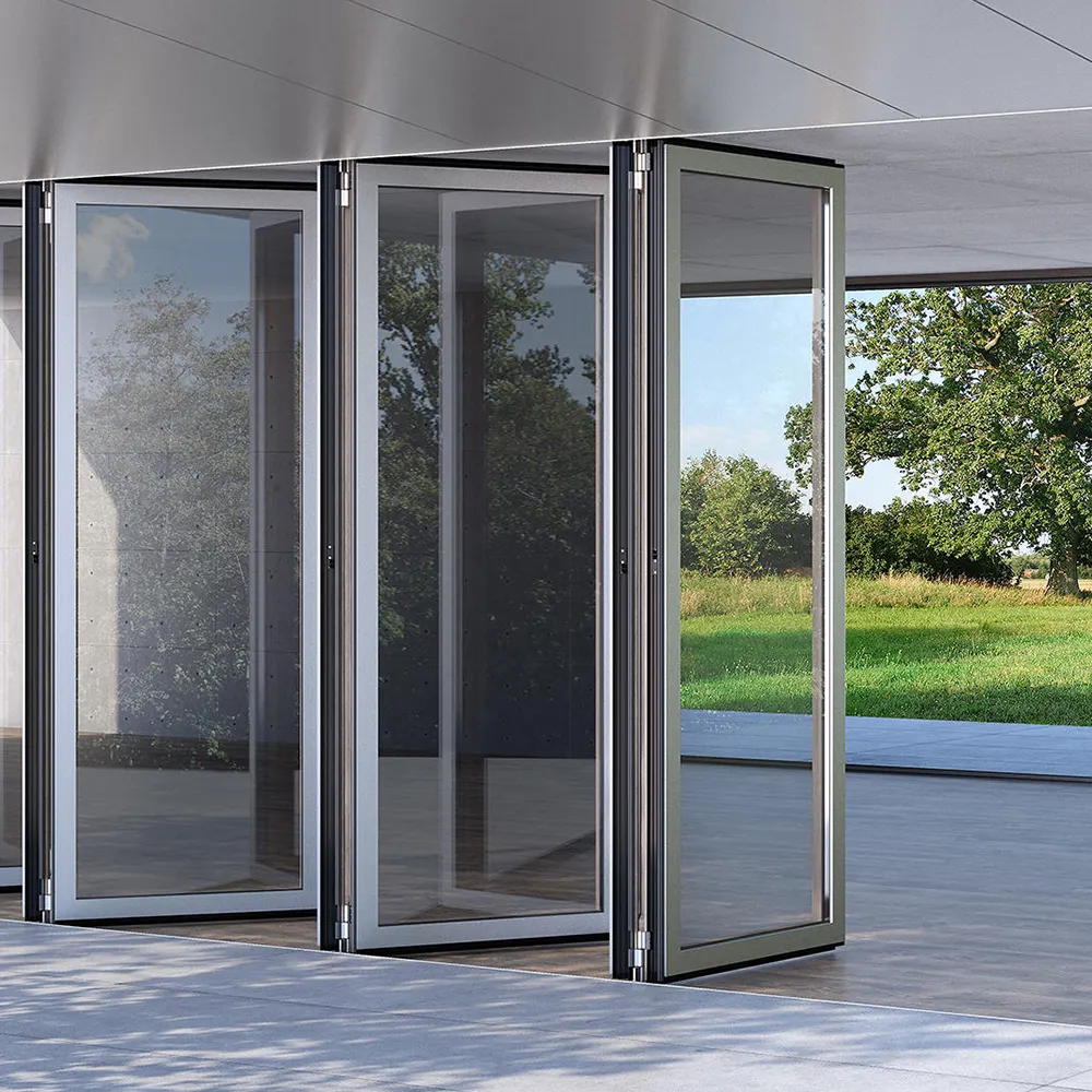 Puerta de cristal deslizante plegable de aluminio, diseño de puertas plegables de cristal plegables