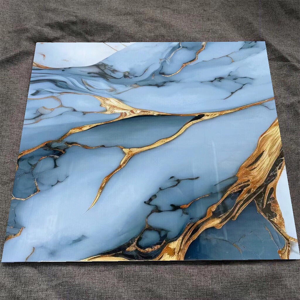 .Azul Mineral con Remolino Dorado