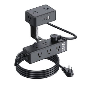 <strong>New</strong> Design US Power Outlet Dual Layer Desk Clamp Power Strip, Desktop Edge Mount Charging Station with 13 Outlets 4 USB Ports - Product Image 2