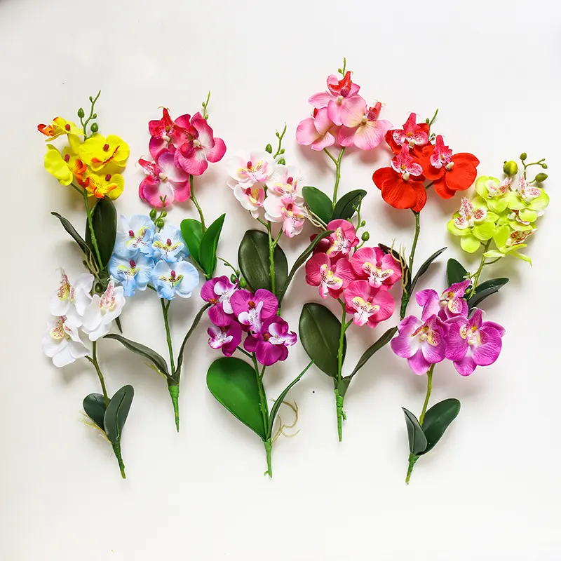 Orquídeas artificiais de borboleta, flores artificiais de dendrobium com toque real, plantas para bonsai, decoração de casa, N-089