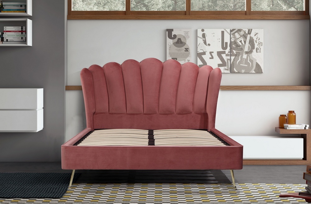Contemporary Fashion Design Fabric Queen King Size Wood Upholstered Bed