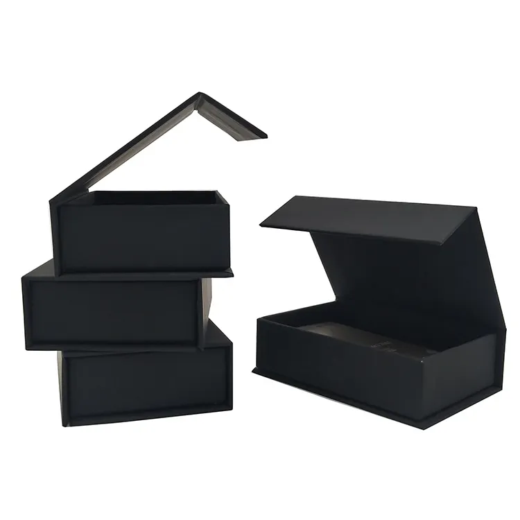Маленькие картонные коробки для ювелирных изделий с магнитной застежкой из черной бумаги на заказ