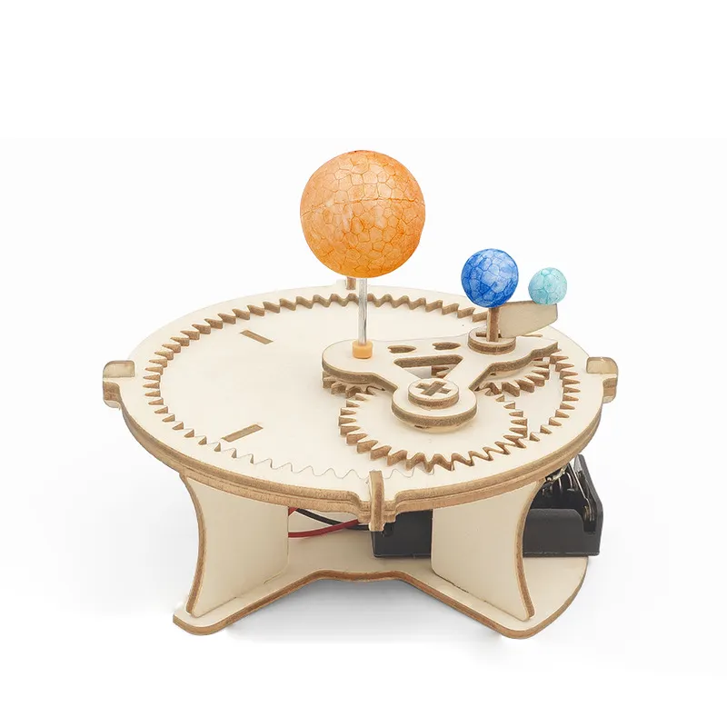 Per bambini in legno sistema solare elettrico tre sfere giocattoli strumenti di ingegneria scienza giocattolo stelo fatto da te Kit Puzzle 3D giocattoli per bambini