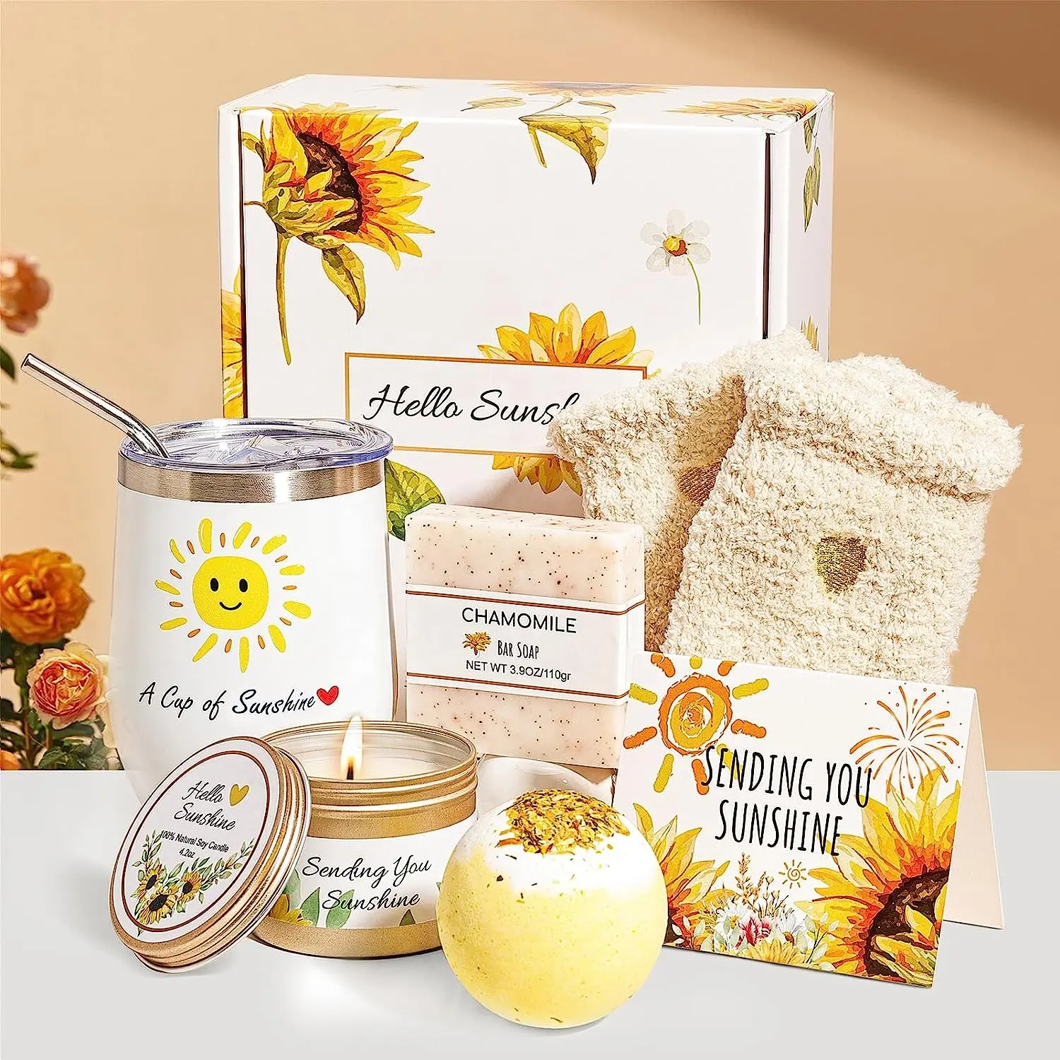 Sunshine Unique Self Care Get Well Soon Gifts Basket Natal Luxo Thanksgiving Seu Tumbler Bath Gifts Conjuntos para as Mulheres
