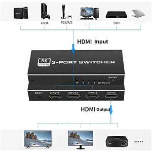Toptan OEM ODM metal HDMI2.1 anahtarı 3 in 1 Out3 1 Out 8K 60Hz 4 limanlar DVD HDTV Xbox PS3 PS4 için HDMI Switcher seçici - Product Image 4