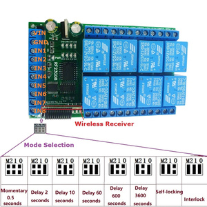 433M Funk-Wireless-Controller EV1527 Lerncode-Kit DC 5V/12V/24V 8CH OOK RC Fernsteuerung Griff-Relay-Board - Product Image 2