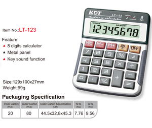 Lt-123 8 cifre calcolatrice pannello metallico chiave suono funzione carino calcolatrice calcolatrice scientifica - Product Image 2