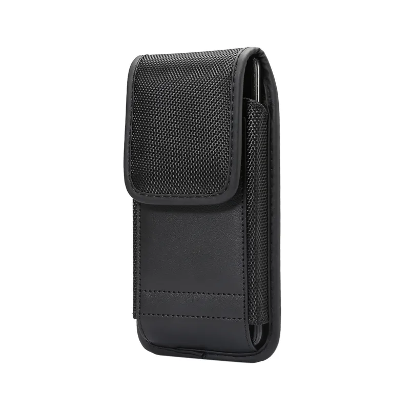 Capa vertical universal de náilon com espaço para cartões, bolsa de cintura com clipe para cinto, para celulares iphone e samsung, 5.5-6.3 polegadas