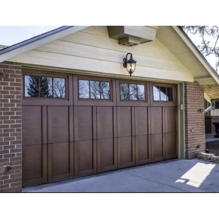 Manufacturer of corrosion-resistant outdoor red cedar solid wood perspective window electric garage door