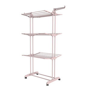 Stendibiancheria retrattile a 3 livelli stendibiancheria stendibiancheria stendibiancheria stendibiancheria in metallo con ruote tenditore De Ropa Plegable - Product Image 2