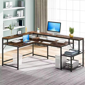 Muebles de oficina para el hogar, estación de trabajo de fácil montaje, estudio, escritura, juegos, escritorio de ordenador, mesa de ordenador de esquina en forma de L de madera - Product Image 3