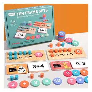 Montessori Math Manipulatives Lern nummern-und Zähl spiele aus Holz Zehn-Rahmen-Set für Grundschul zimmer und Kindergarten - Product Image 1