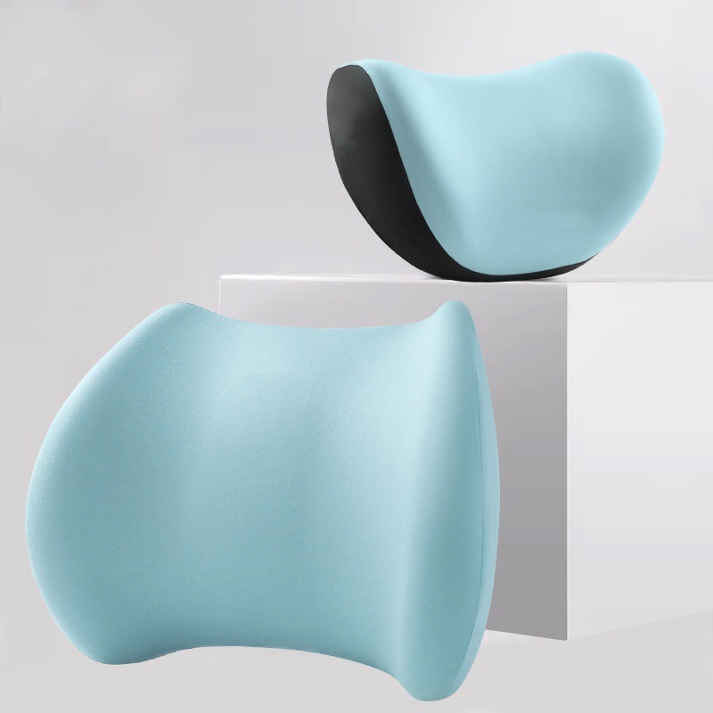 Headrest and lumbar support set, sky blue