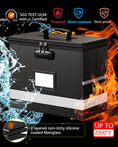 1 paquete de caja de seguridad portátil impermeable ignífuga negra con asa plegable ignífuga carta documento caja carpeta patrón - Product Image 2