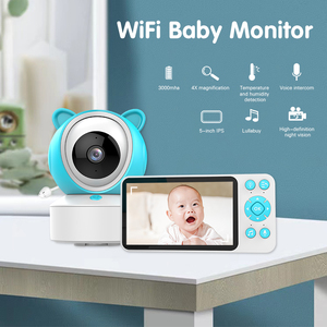 オーディオベビーモニター5インチWiFiモーション & クライ検出温度 & 湿度センサーナイトビジョンビデオベビーカメラ