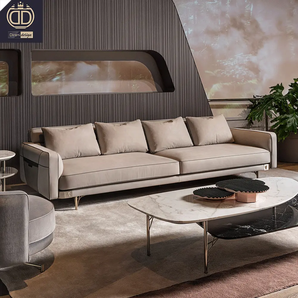 Promozione di alta classe marca tutta la casa arredamento mobili in pelle divano soggiorno divano moderno set lusso tutti i mobili per la casa completa