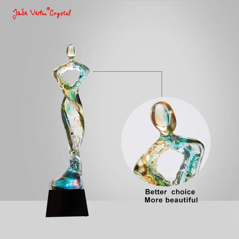 Prix personnalisé pade de verre dame femmes prix Statue de la Liberté figure trophée élégant musculation femmes cristal trophée