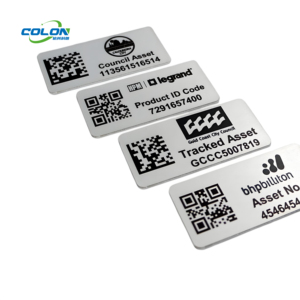 <strong>Custom</strong> QR Codes <strong>Label</strong> Anodized Aluminum Sticker Brushed Surface Silk-screen Tags