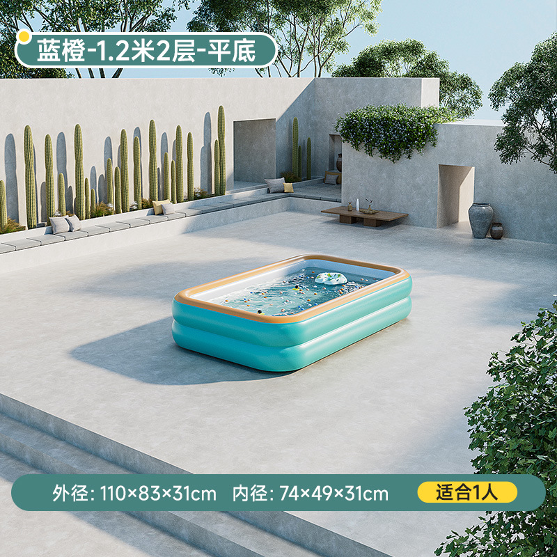 12m 2-tier blue-orange flat-bottom inflatable pool