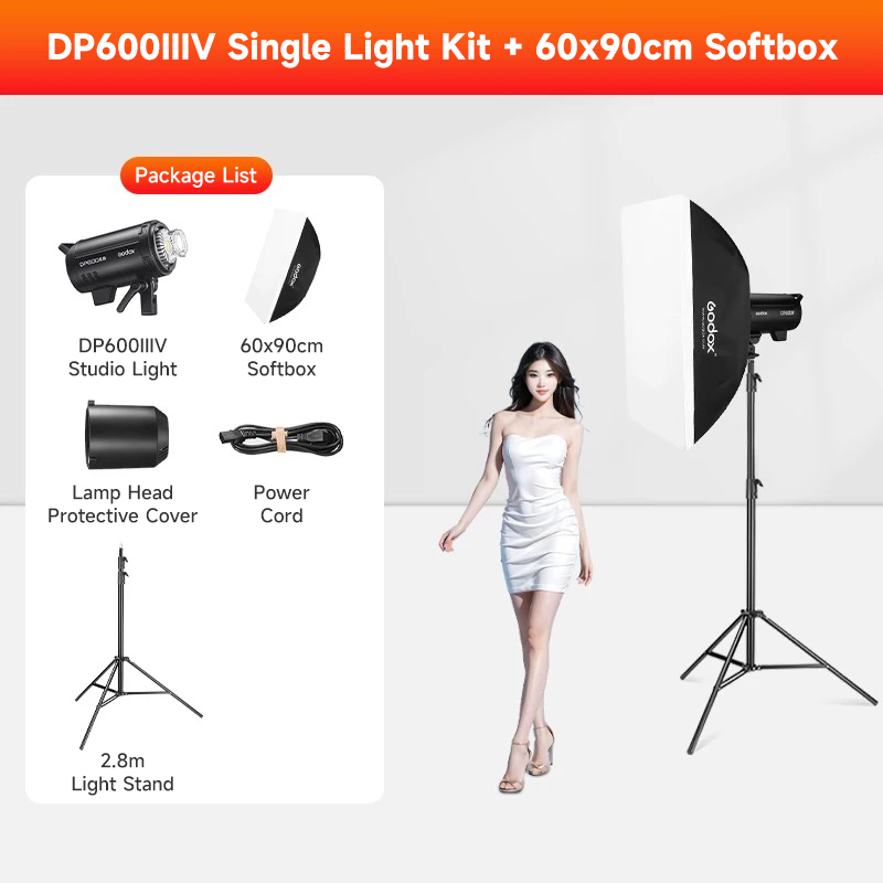 DP600IIIV + 60*90cm Softbox + 2.8m Light Stand