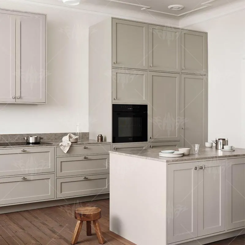 Furnitur Rumah Mewah Desain Klasik Kayu Asli Gaya Perancis Kabinet Dapur Kayu Solid Aksesori Carcase Marmer Putih