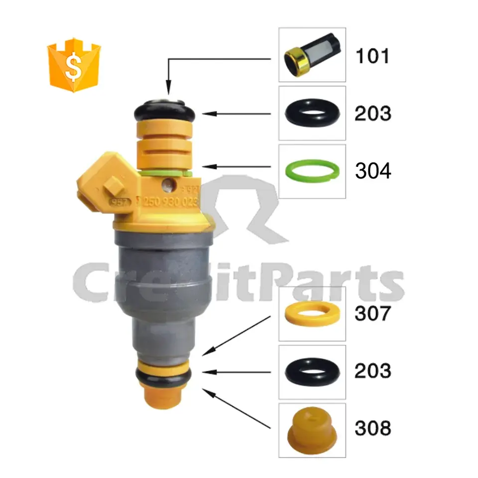 Kits de servicio de inyector de combustible Pintle Cap Viton Oring Micro Cesta Filtro Kits de reparación de inyector de combustible para boquillas