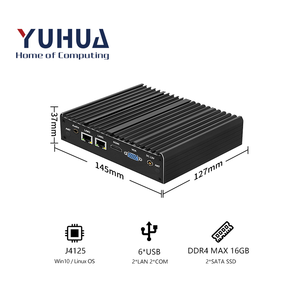 YUHUA Industrial PC J4125 2 lan 2 com controllo industriale Fanless Computer con Linux OS piccole dimensioni Embededd Mini pz