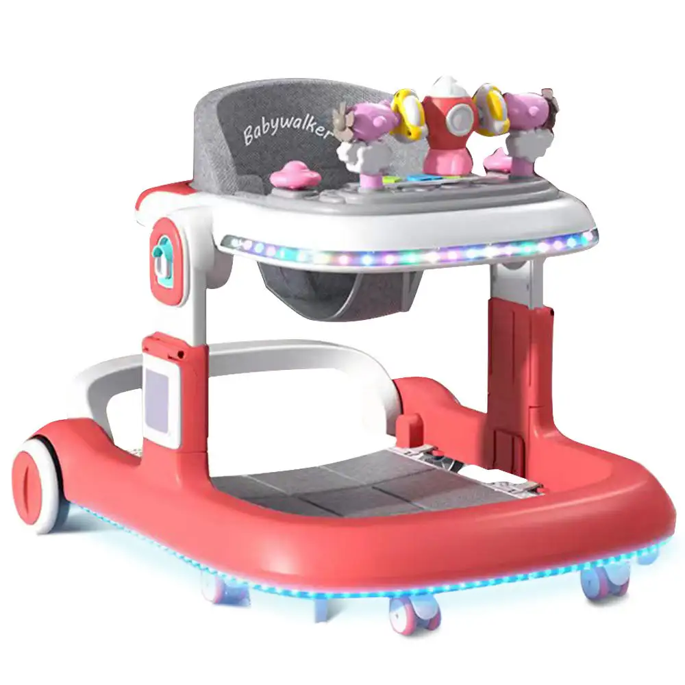 Andador de música ligera multifunción bebé plegable 4 en 1 actividad Andador de empuje de bebé con ruedas y asiento