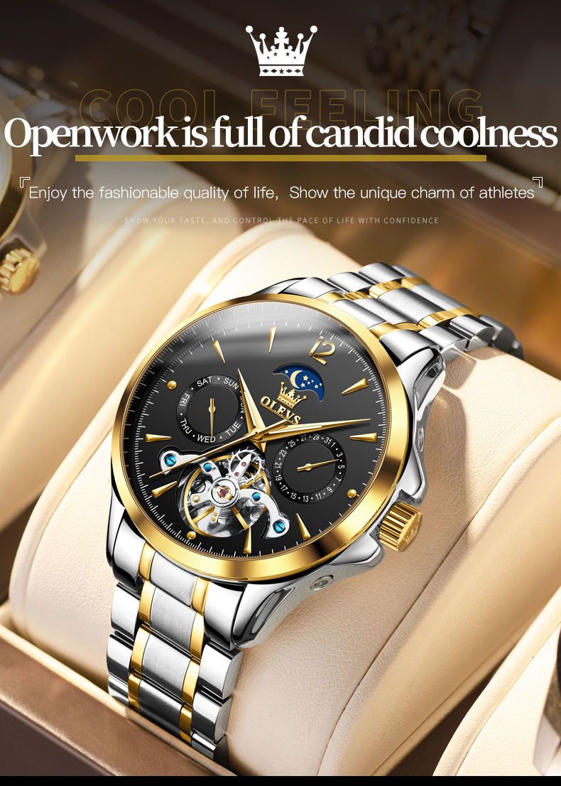 OLEVS 6663 Mechanical Men's Watch Waterproof Luminous Men's Trend Mechanical Watch description image 10