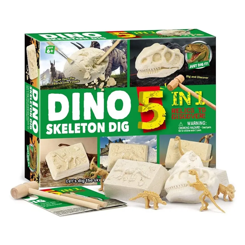 Kit Alat Gali Fosil Sains untuk Anak-anak, Kit Kerangka Dinosaurus Penggali Dinosaurus 3D untuk Anak-anak