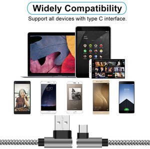 90度设计USB A至C型电缆直角连接器尼龙编织材料 - Product Image 6