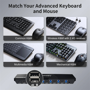 TESmart 4端口KVM交换机套件HDMI 4K60Hz带USB 3.0扩展坞，4 PCs 1显示器麦克风L/R输出KVM交换机 - Product Image 2