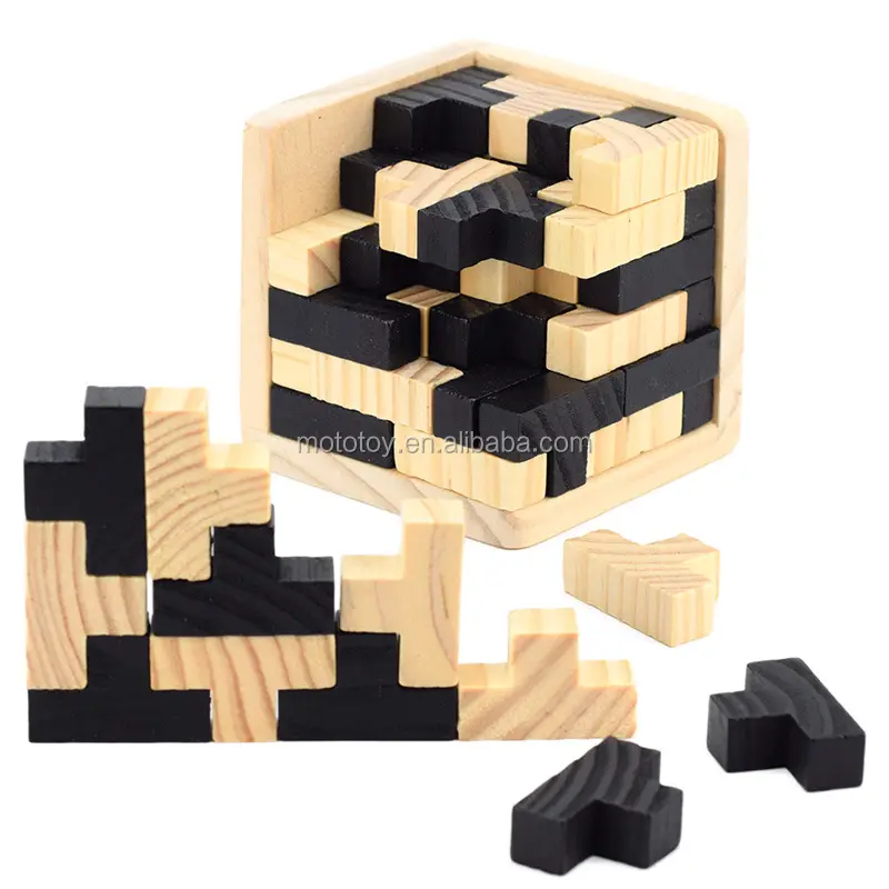 나무 퍼즐 Luban Kongming 잠금 퍼즐 장난감 두뇌 퍼즐 큐브 나무 두뇌 티저 큐브 블록 어린이 성인