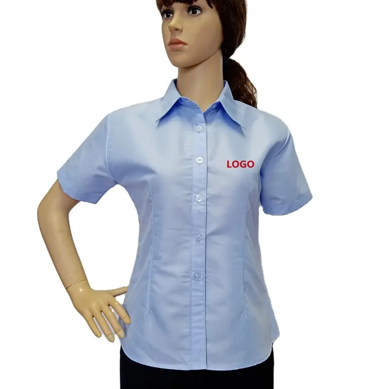Blusa uniforme camisa manga curta feminina, camisa para escritório