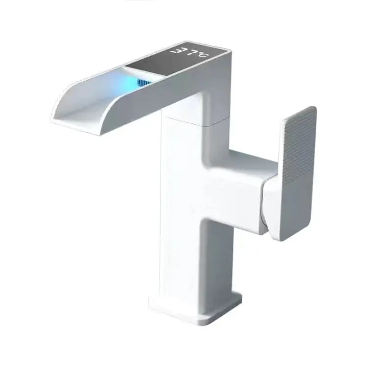 Интеллектуальный светодиодный цифровой дисплей, водопроводный кран, латунный водопад, умный термостат для ванной комнаты, электронный кран для раковины