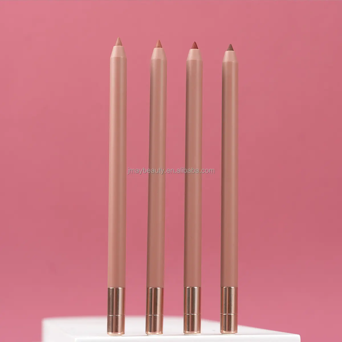 플라스틱 분홍색 포장 높은 안료 방수 Lipliner 연필 오래 견딘 주문 로고 크림 같은 입술 강선 개인 상표