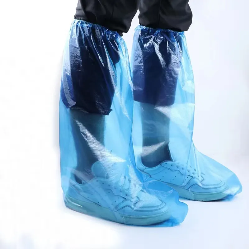 Cubierta de zapatos impermeable de plástico PE desechable de 14 cables, cubiertas protectoras para zapatos de granja, cubierta de zapatos de lluvia al por mayor, bota de lluvia de 70cm de altura