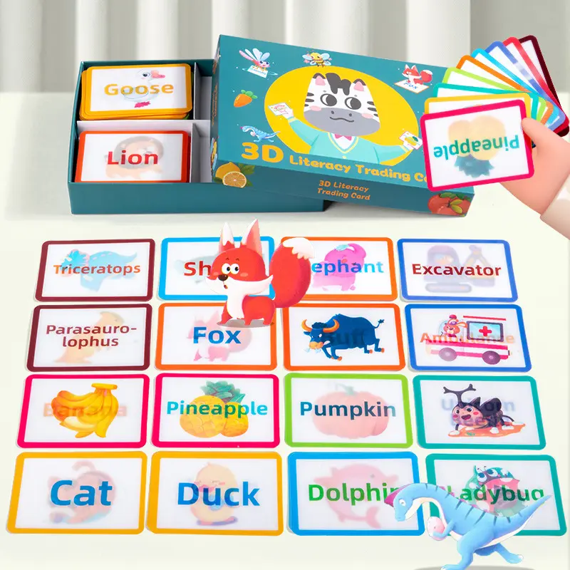 Cartões flash para crianças, brinquedo educacional em madeira para crianças, palavras em inglês, animais, veículos, frutas, brinquedo cognitivo para crianças