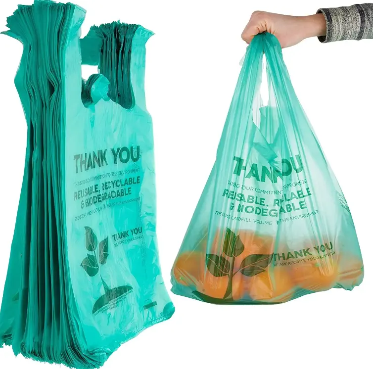 Биоразлагаемый Пользовательский логотип Футболка сумка для покупок поставщик упаковка пластиковый пакет для бизнеса