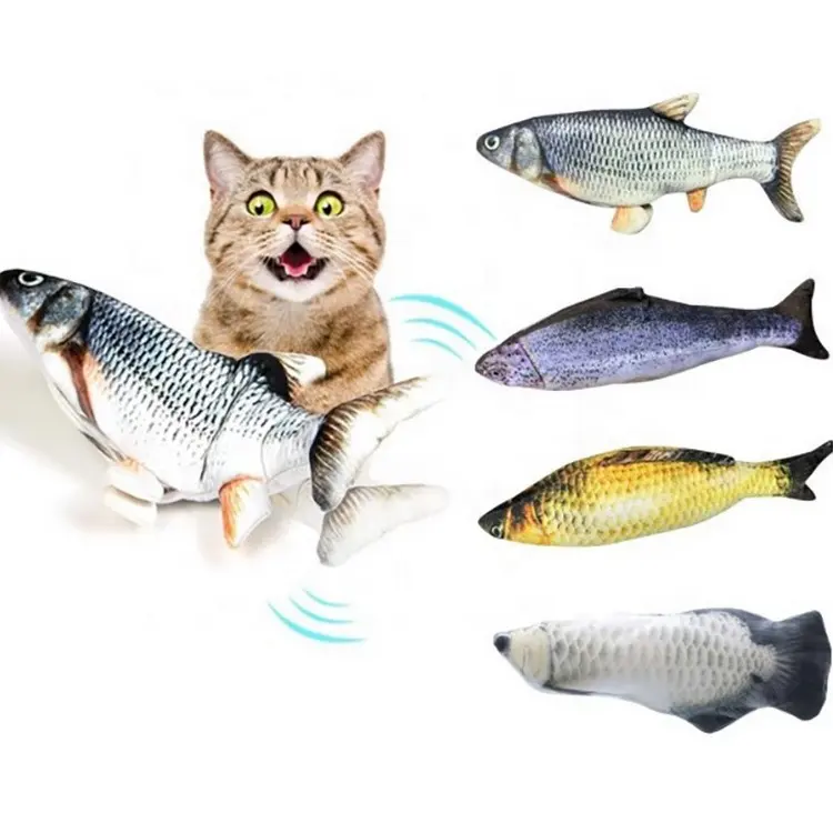 Pet cat USB di trasporto di carica elettrica giocattolo della peluche in movimento imitazione menta di pesce per il cane da masticare di gioco