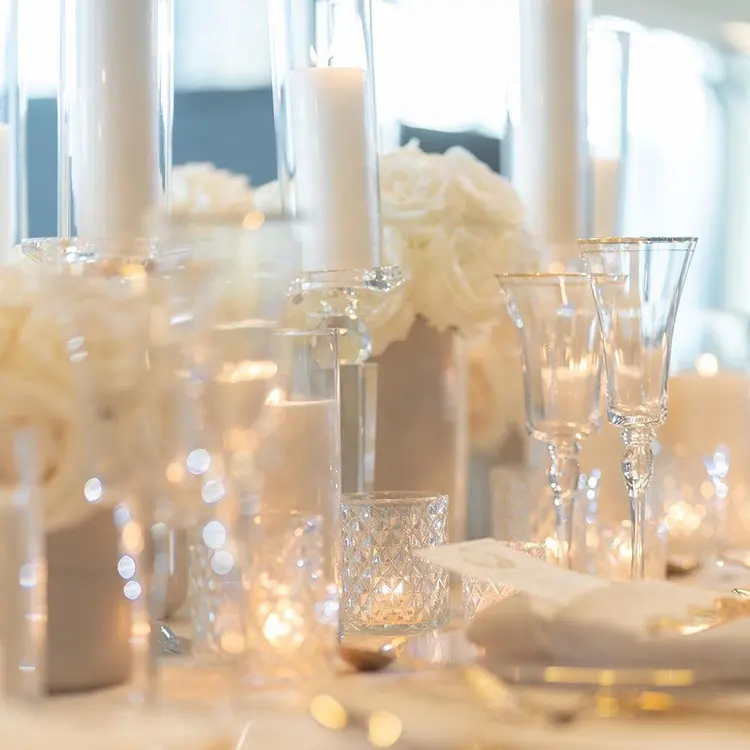 Magnifique ensemble de 3 pièces porte-bougies en cristal, porte-bougies en tube de verre pour décoration de table de mariage