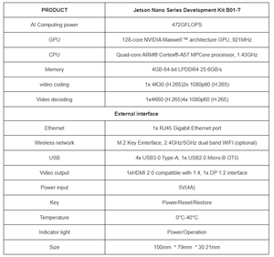 Ubuntu 18,04 64 bits LPDDR4 472GFLOPS Nvidia Jetson Nano Developer Kit B01 4GB (945-13450-0000-100) Placa base - Product Image 2