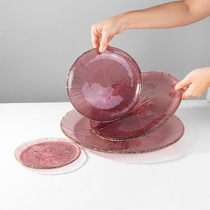 Jinghuang thủy tinh nhà máy trực tiếp sang trọng trang trí màu hồng tấm Glass Wedding Dinner tấm cho tổ chức sự kiện, bát thủy tinh tấm - Product Image 2