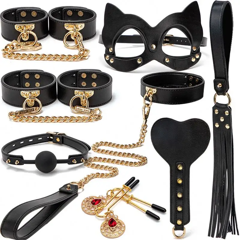 Bondage kit in vera pelle Set Fetish BDSM ingranaggio erotico gioco di ruolo giocattoli sessuali per coppie SM adulti Cosplay giochi